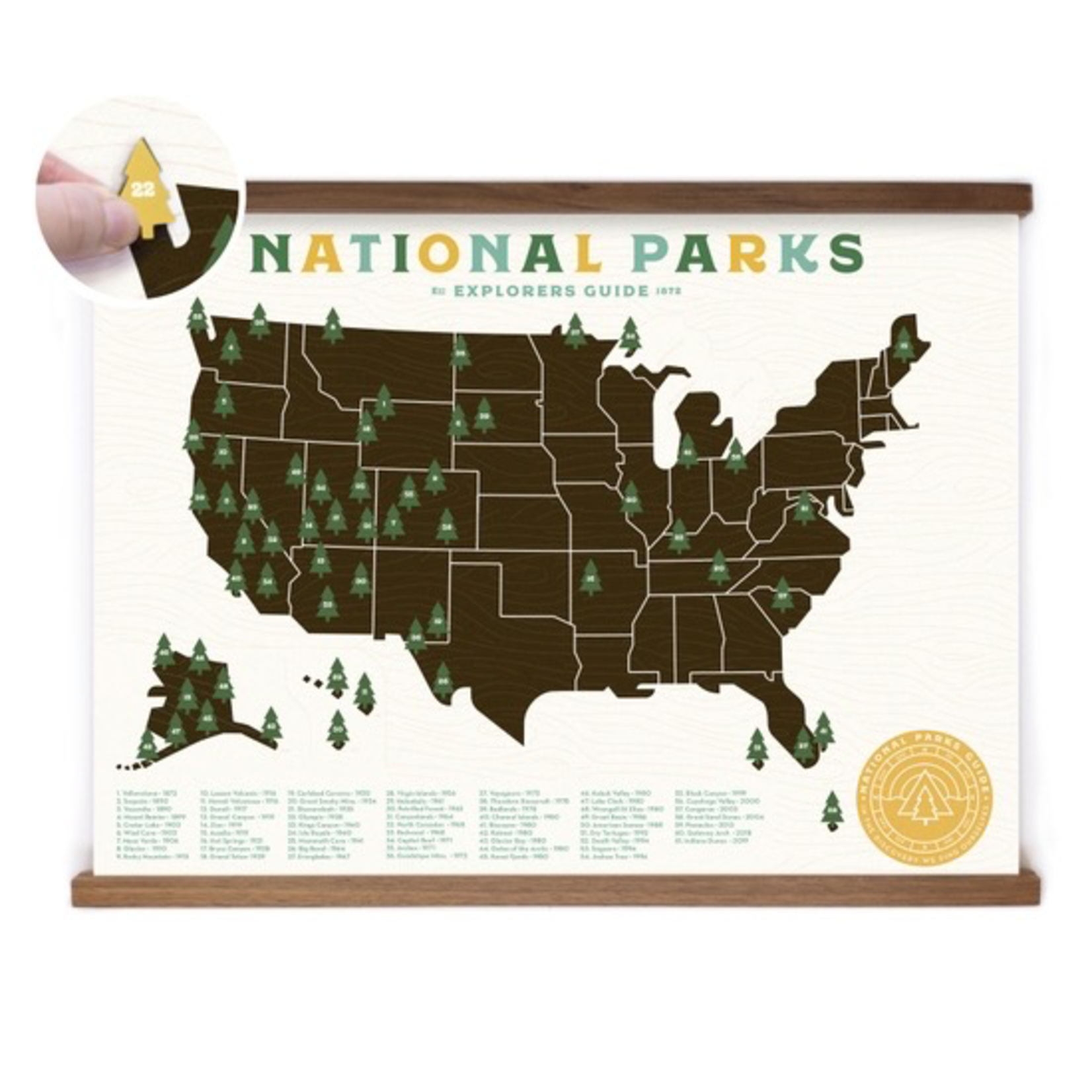 Prints National Parks Map Gold