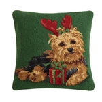 Pillows - Hooked Christmas Yorkie Pillow