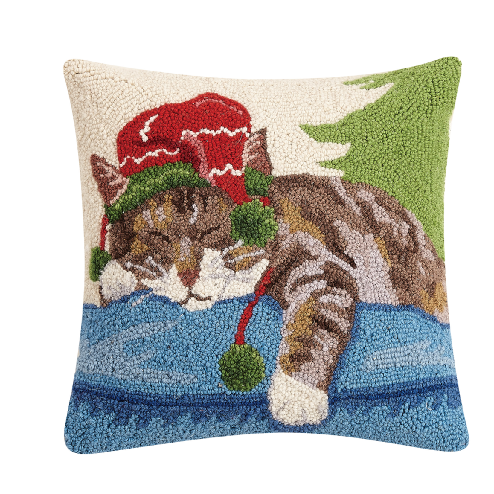 Pillows - Hooked Holiday Napping Cat