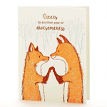 Greeting Cards - Anniversary Cheers! Foxes Anniversary