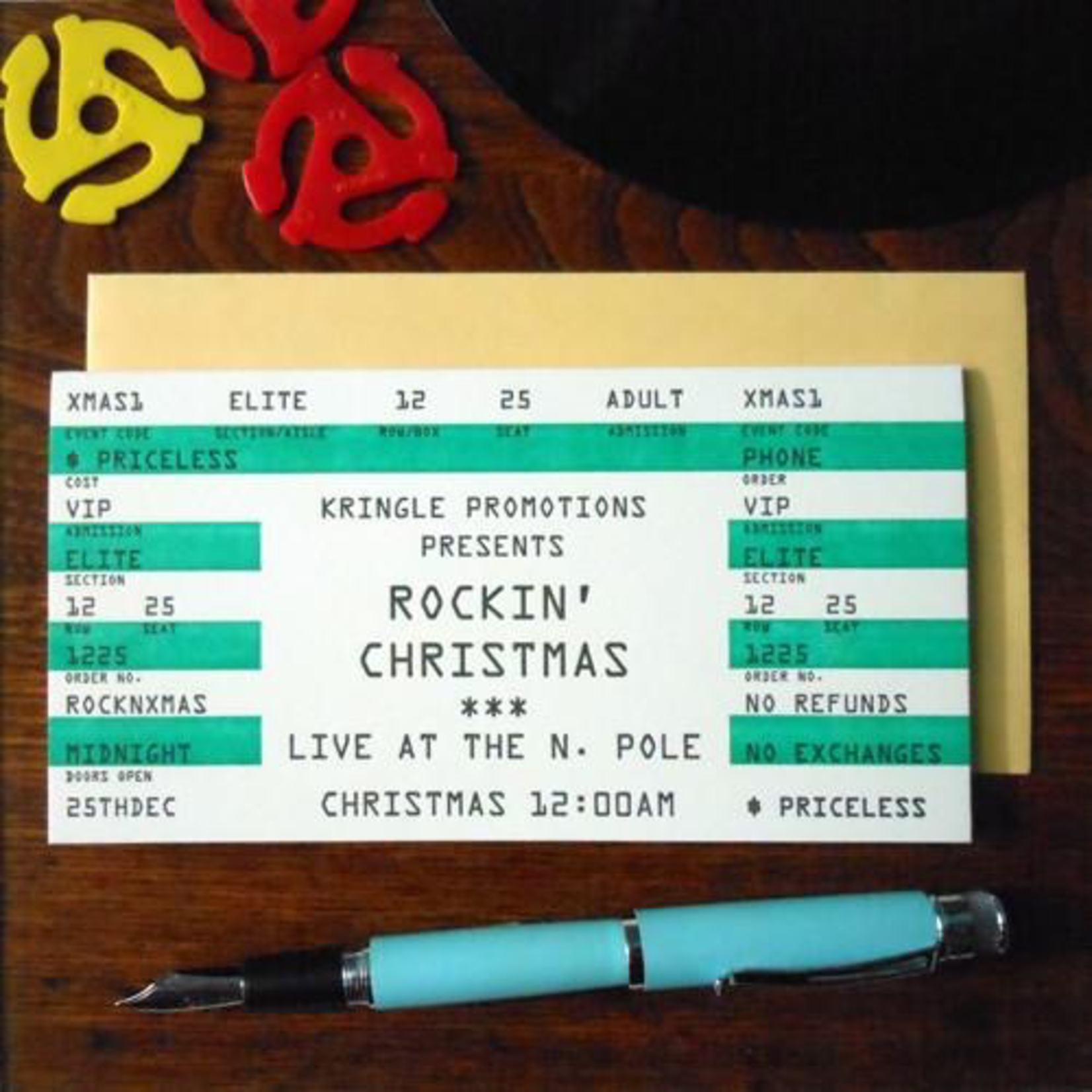 Greeting Cards - Christmas Rockin' Christmas Ticket