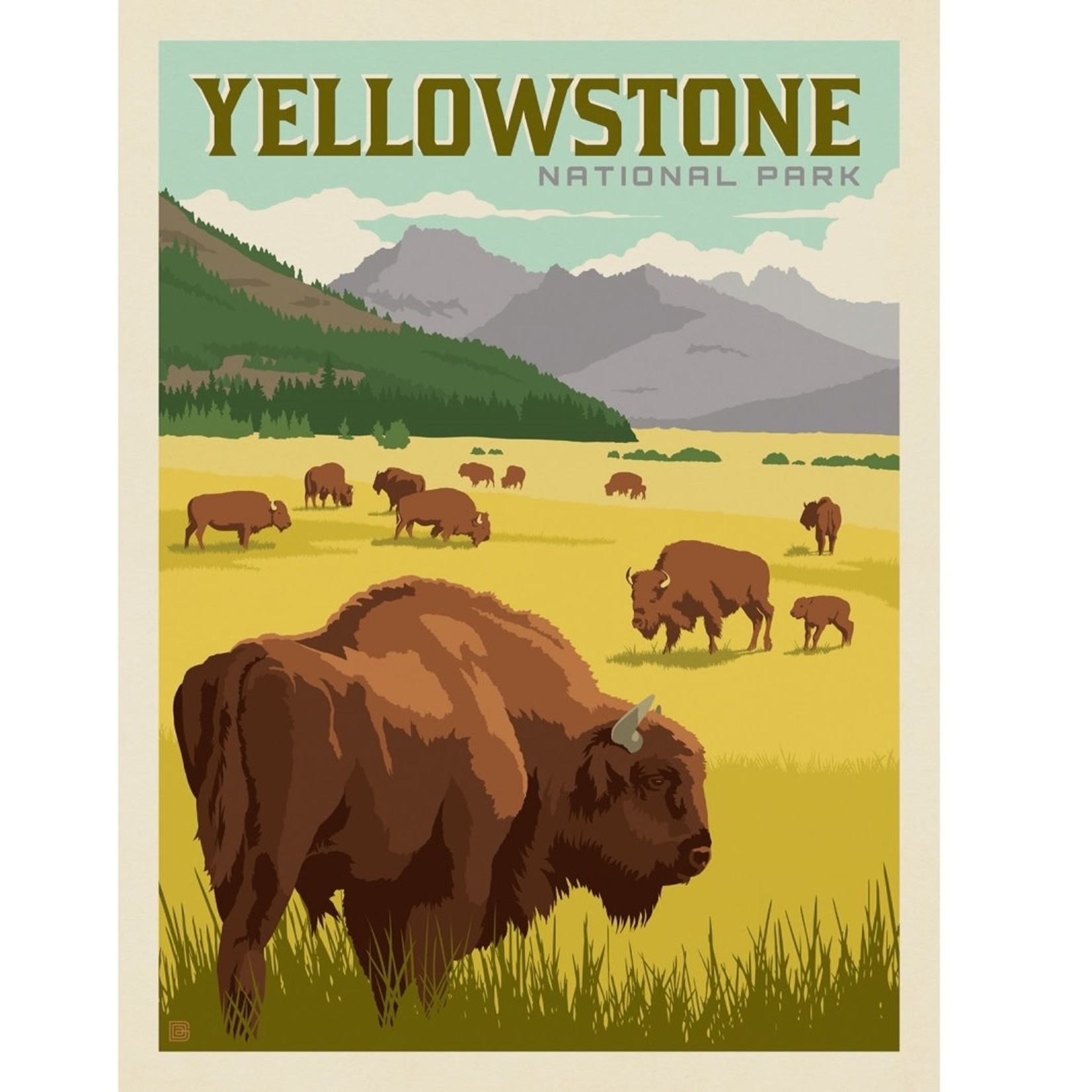 Prints Yellowstone Bison Herd 11x14