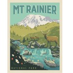 Prints Mount Rainier Grazing Elk 11x14