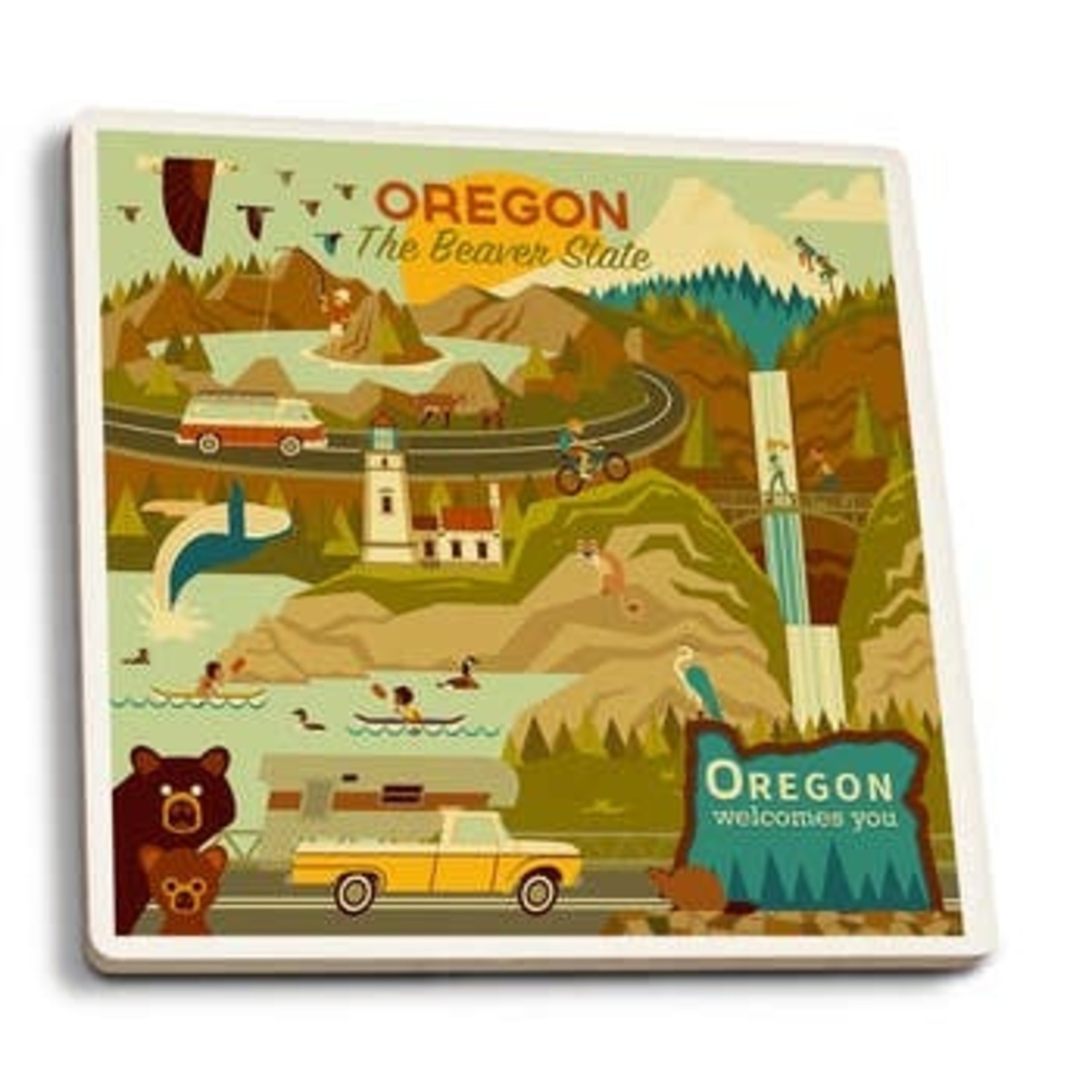 Coasters Oregon Geo Beaver State Coaster