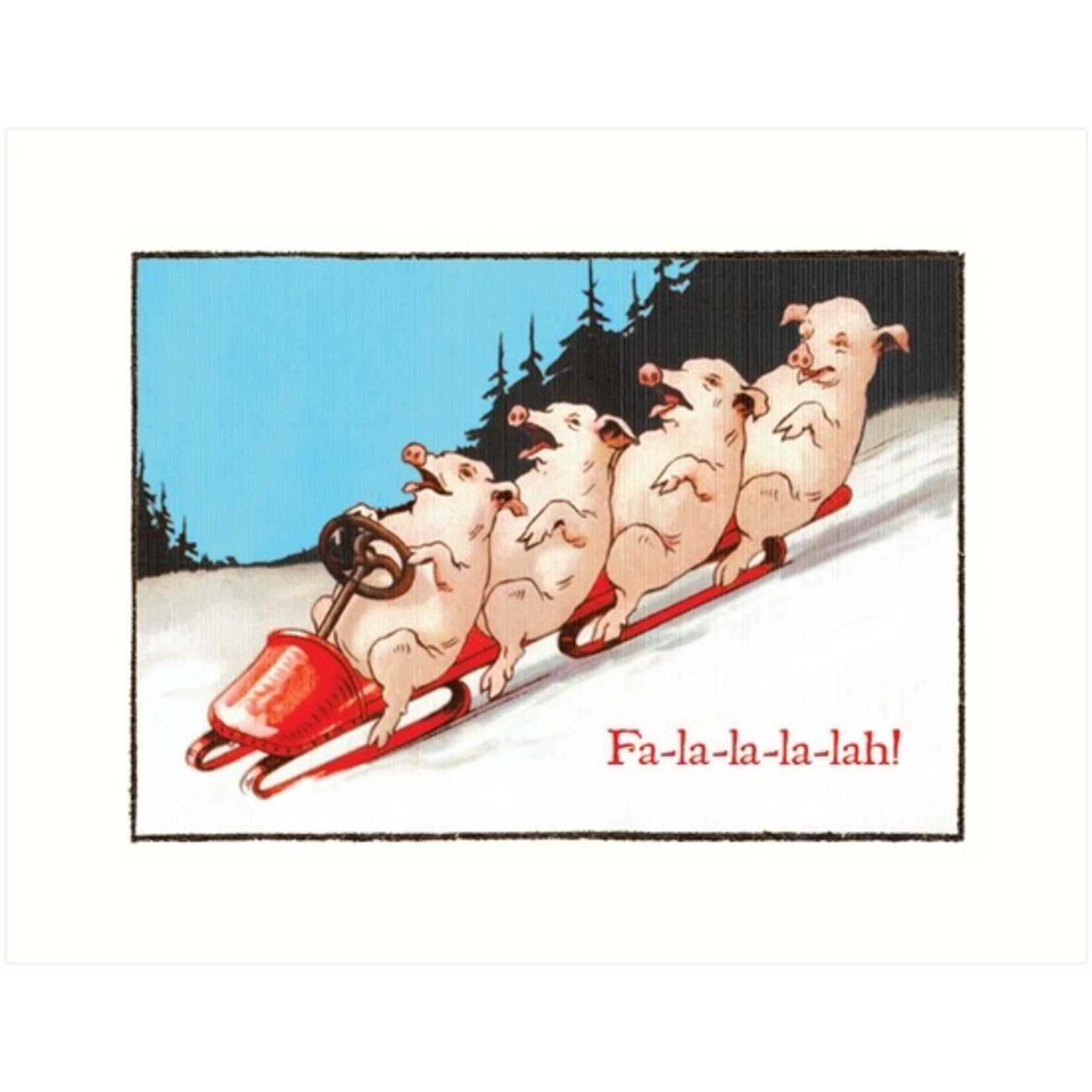 Greeting Cards - Christmas Sledding Pigs