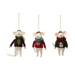 Ornaments - Felt Sweater Mice Ornaments