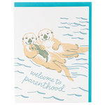 Greeting Cards - Baby Otter Family Baby