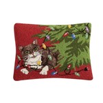 Pillows - Hooked Cat Under Tree Pillow