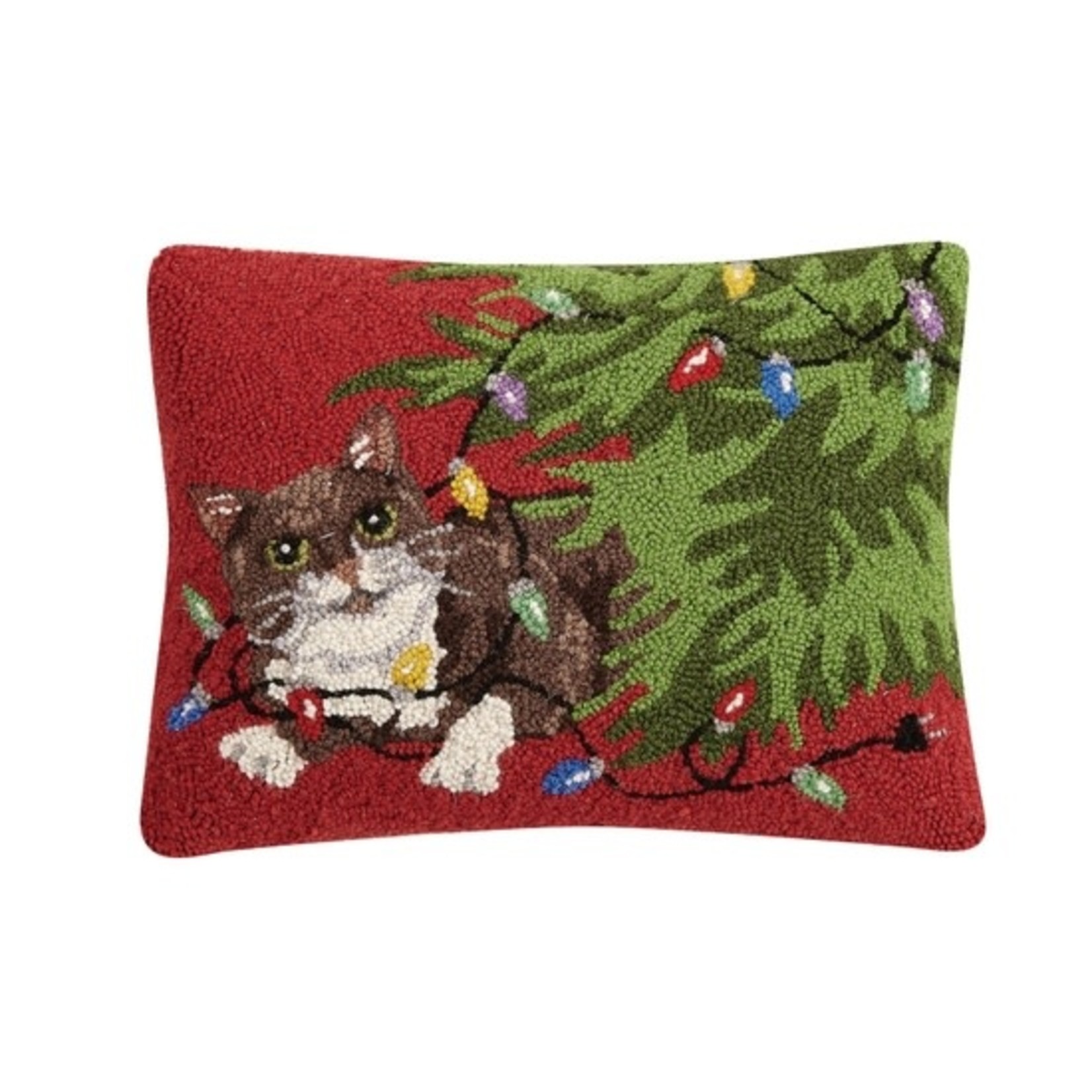 Pillows - Hooked Cat Under Tree Pillow