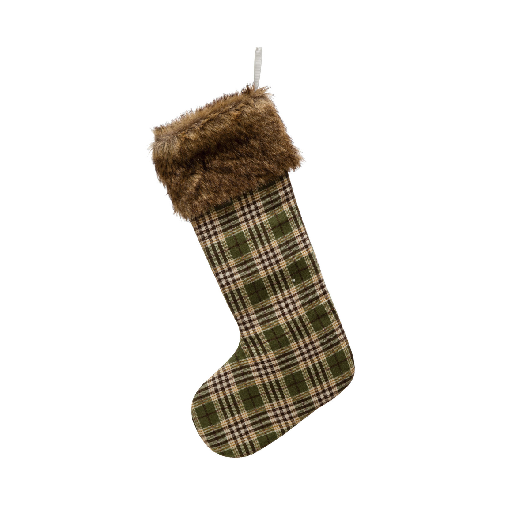 Stockings Green Plaid Faux Fur Stocking