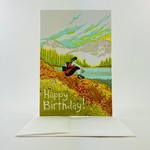 Greeting Cards - Birthday Woman Hiker In Meadow Birthday