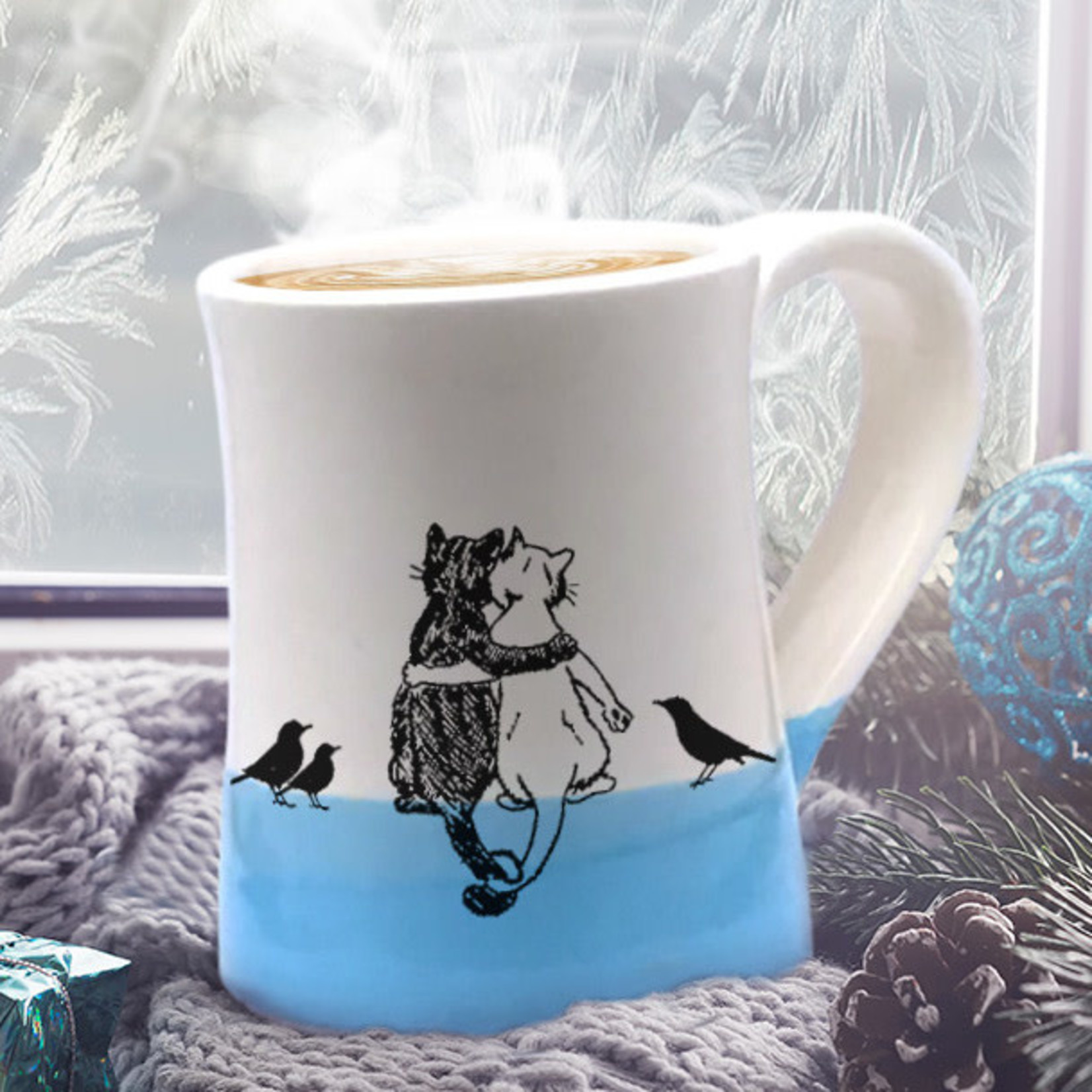 Handmade Cat Hugs Mug
