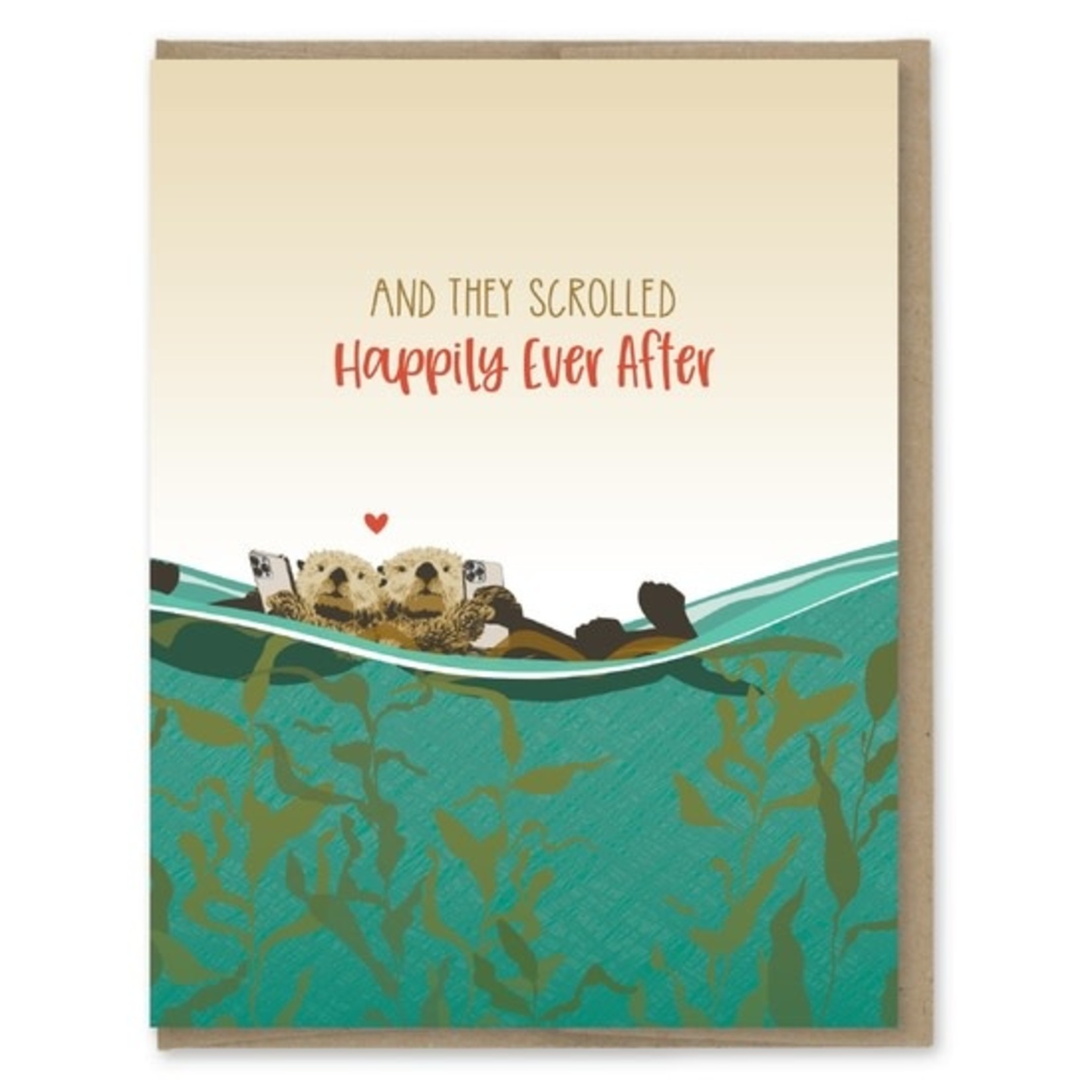 Greeting Cards - Wedding Scrolled Ever After Otters Wedding