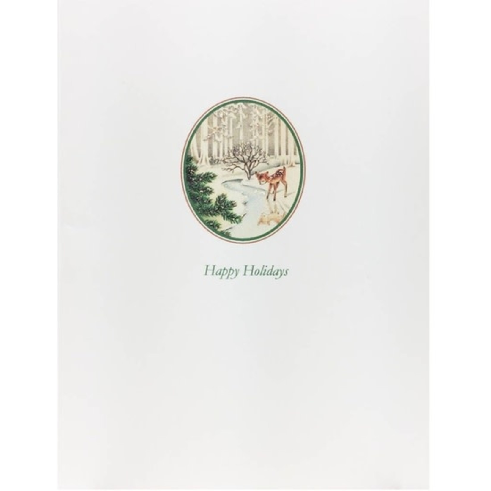 Greeting Cards - Christmas Deer At Creek Holiday