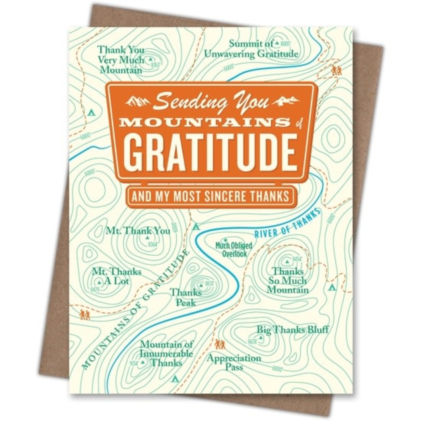 Greeting Cards - Thank You Mountains Of Gratitude Map