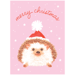 Greeting Cards - Christmas Hedgehog In Santa Hat