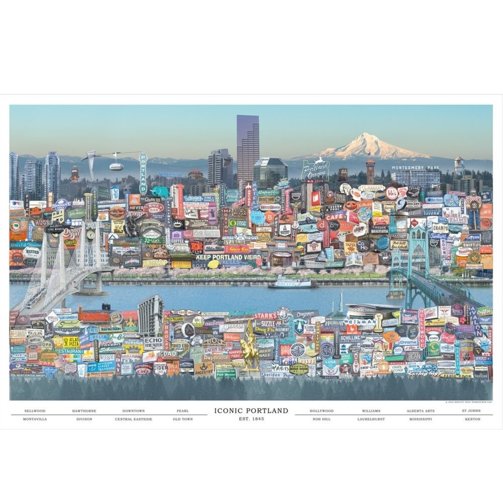 Prints Portland Cityscape 12x18