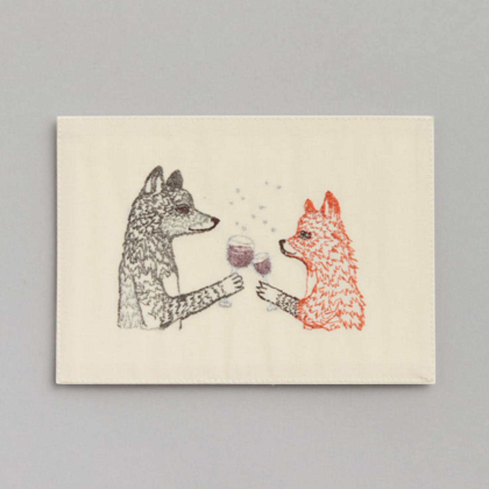 Greeting Cards - Love Raise A Glass Foxes Emb Card