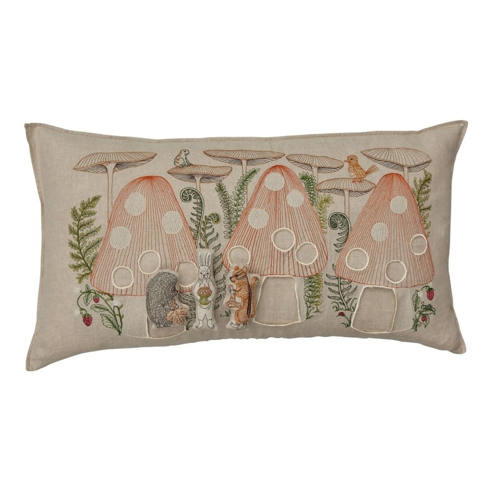 Pillows - Embroidered Mushroom House Forest