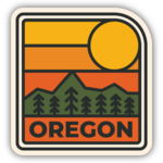 Stickers Oregon Sun Setting