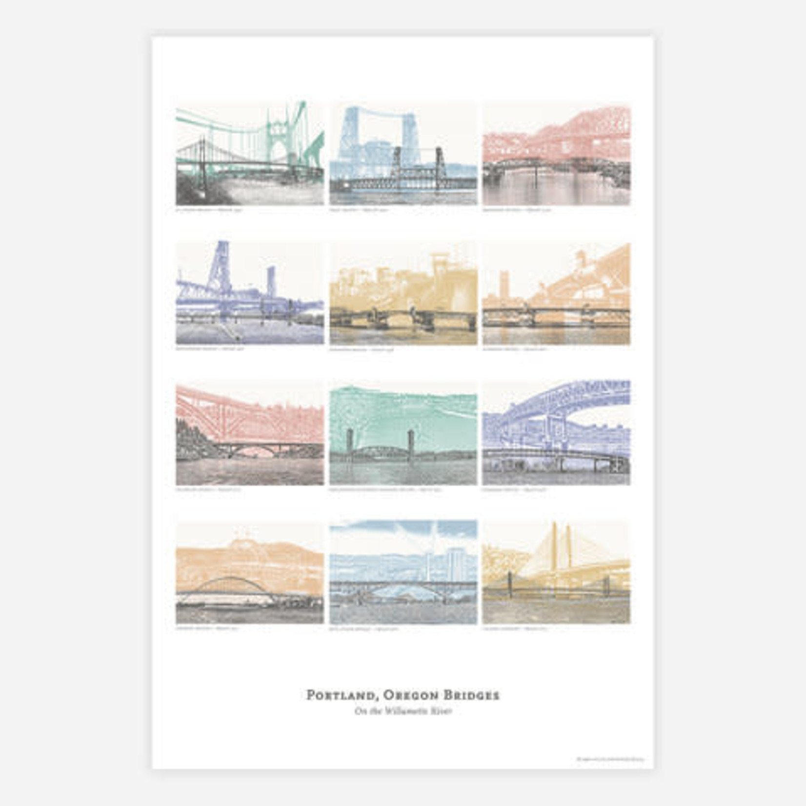 Prints Portland Bridges 18x24 Poster