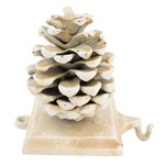 Cast Iron Accents White Pinecone Stocking Holder