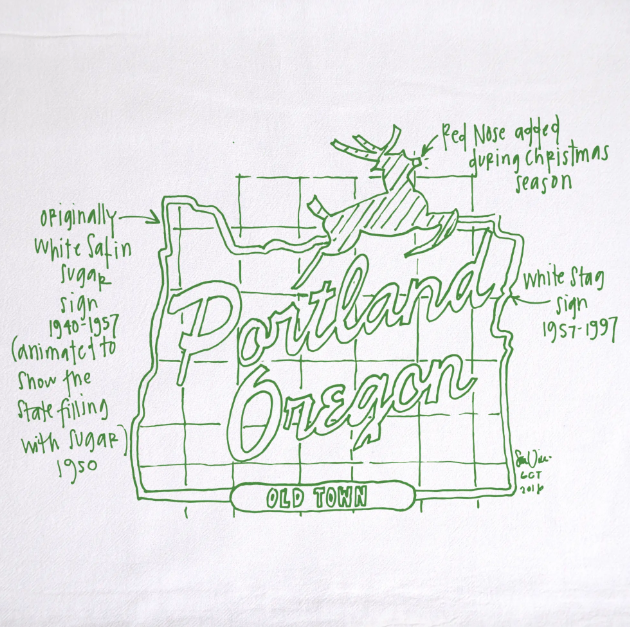 Oregon Map Tea Towel