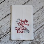 Tea Towels - Embroidered Naughty Devil Chicken Tea Towel