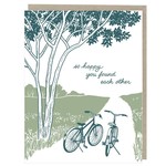 Greeting Cards - Wedding Bikes On Path Wedding