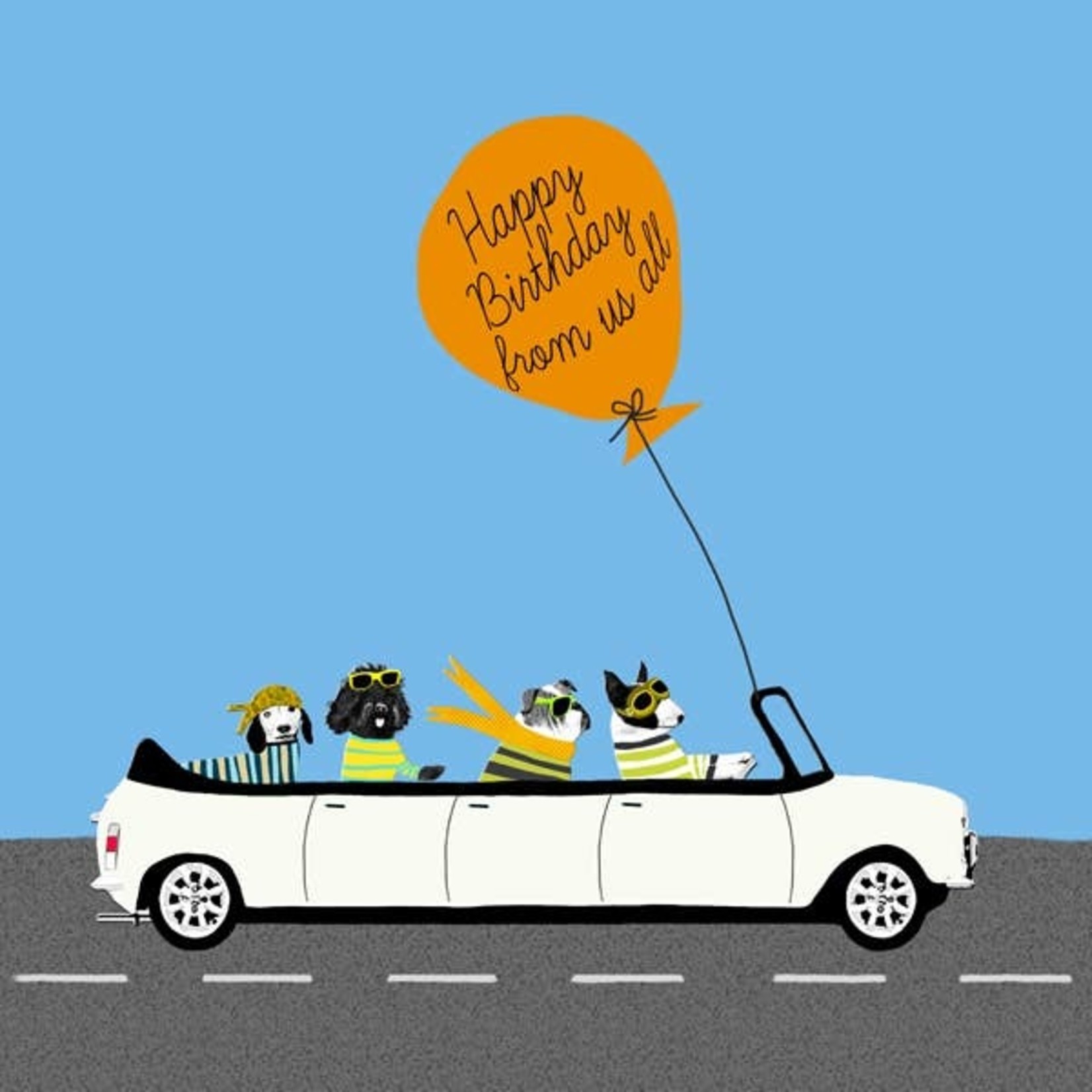 Greeting Cards - Birthday Dogs In Car With Balloon Birthday