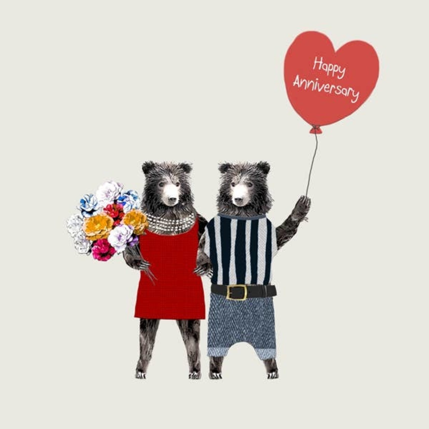 Greeting Cards - Anniversary Bear Couple With Balloon Anniversary