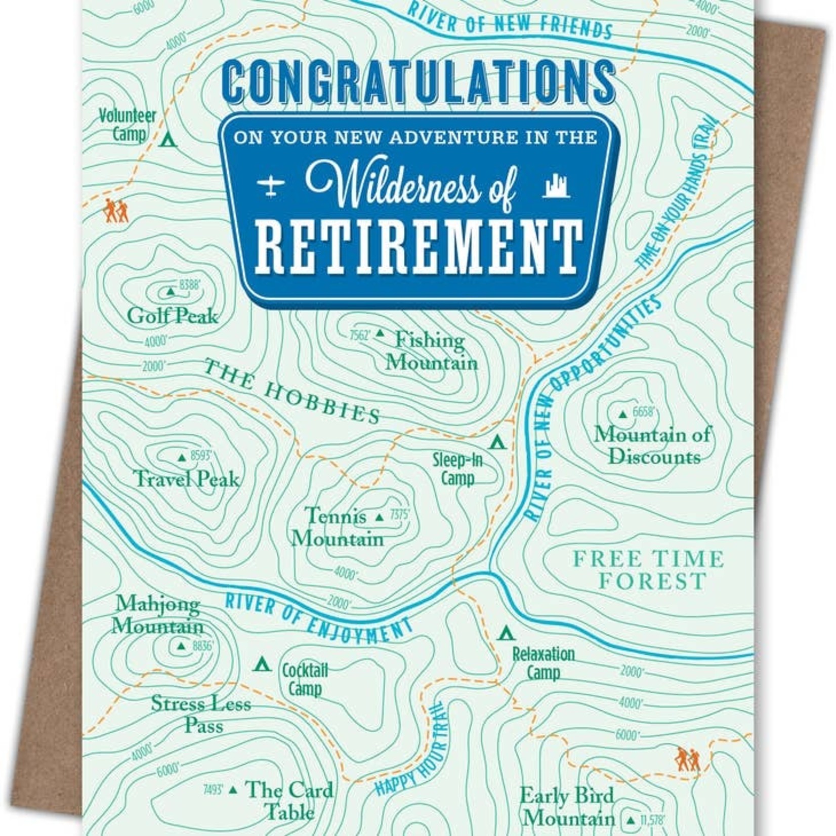 Greeting Cards - Retirement Retirement Topo Map