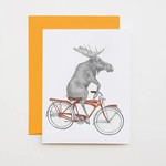 Greeting Cards - General Moose On Bike