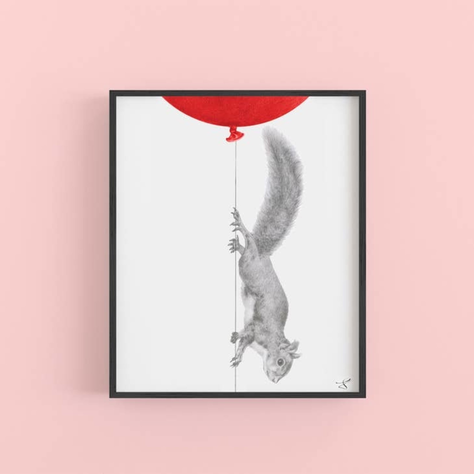 Prints Squirrel With Balloon 9x12 Print