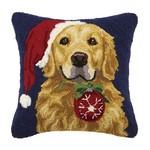 Pillows - Hooked Retriever With Ornament Pillow