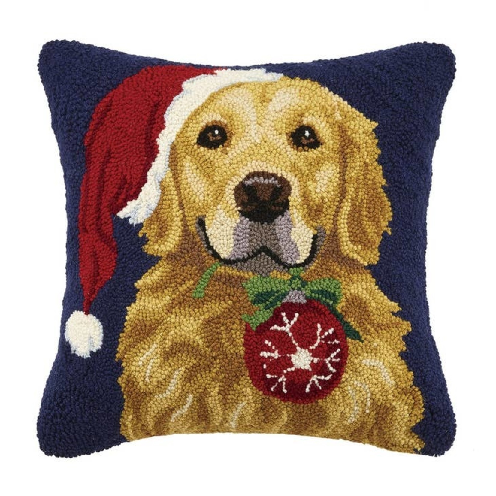 Pillows - Hooked Retriever With Ornament Pillow