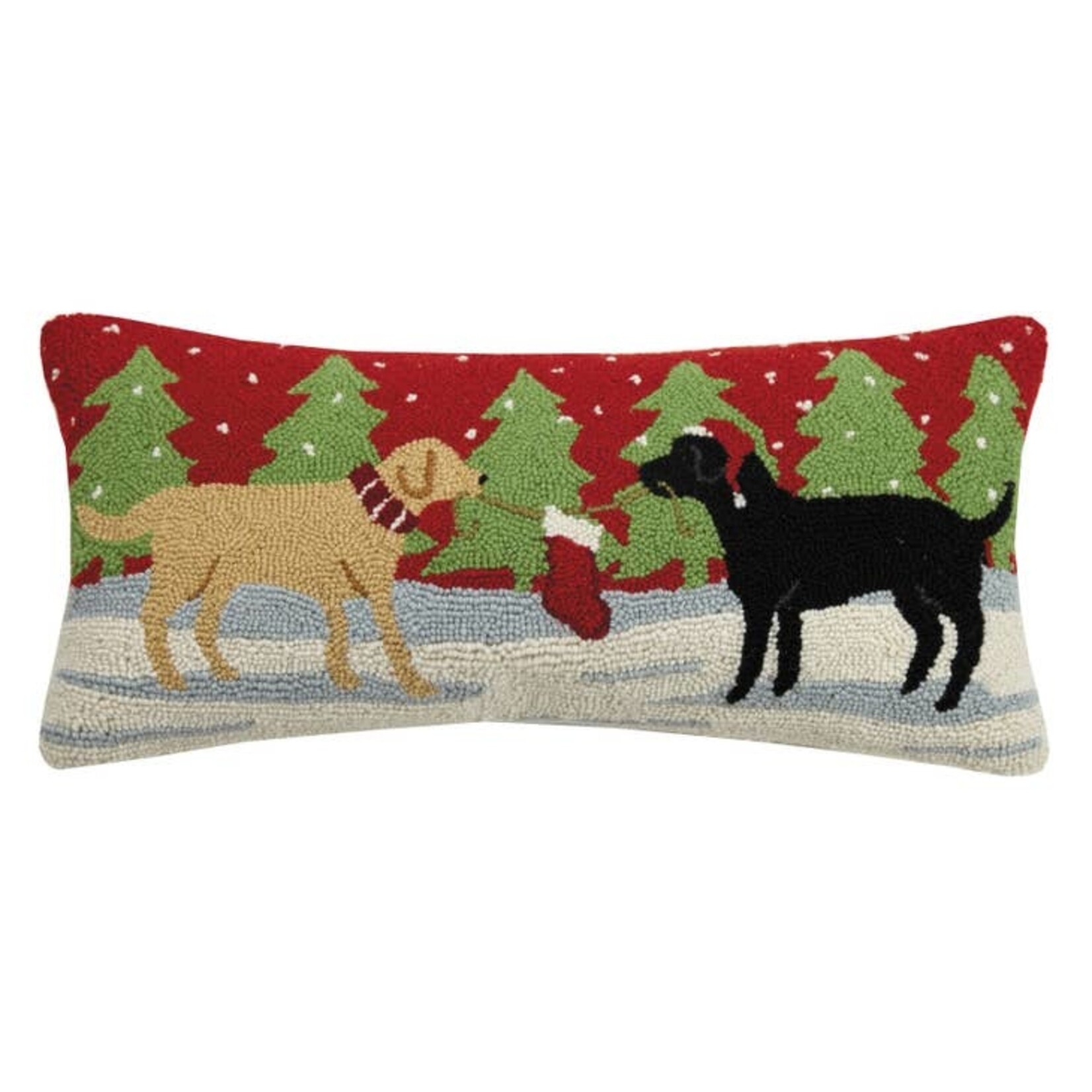 Pillows - Hooked Playful Christmas Dogs Pillow