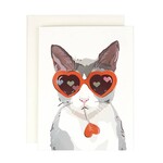 Greeting Cards - Love Heart Shades Cat