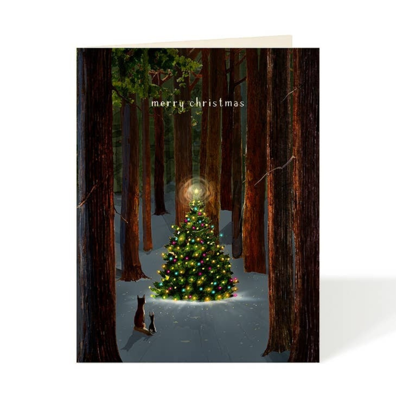Greeting Cards - Christmas Forest Tree Lighting Holiday