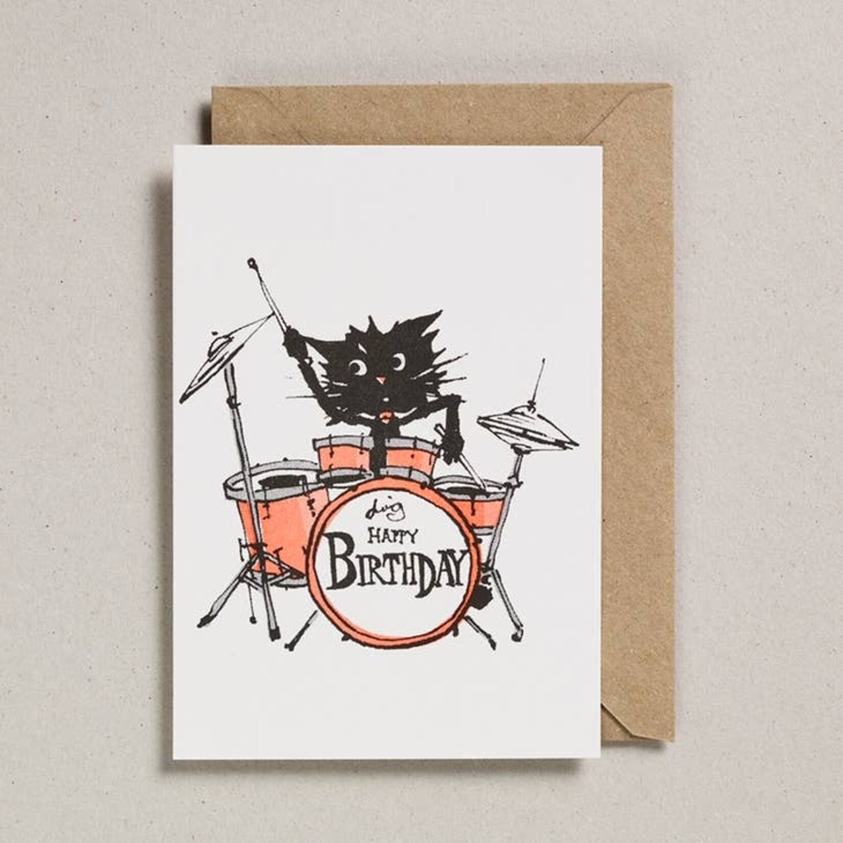 Greeting Cards - Birthday Rascals Drumming Cat