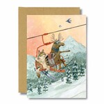 Greeting Cards - Christmas Sunset Ski