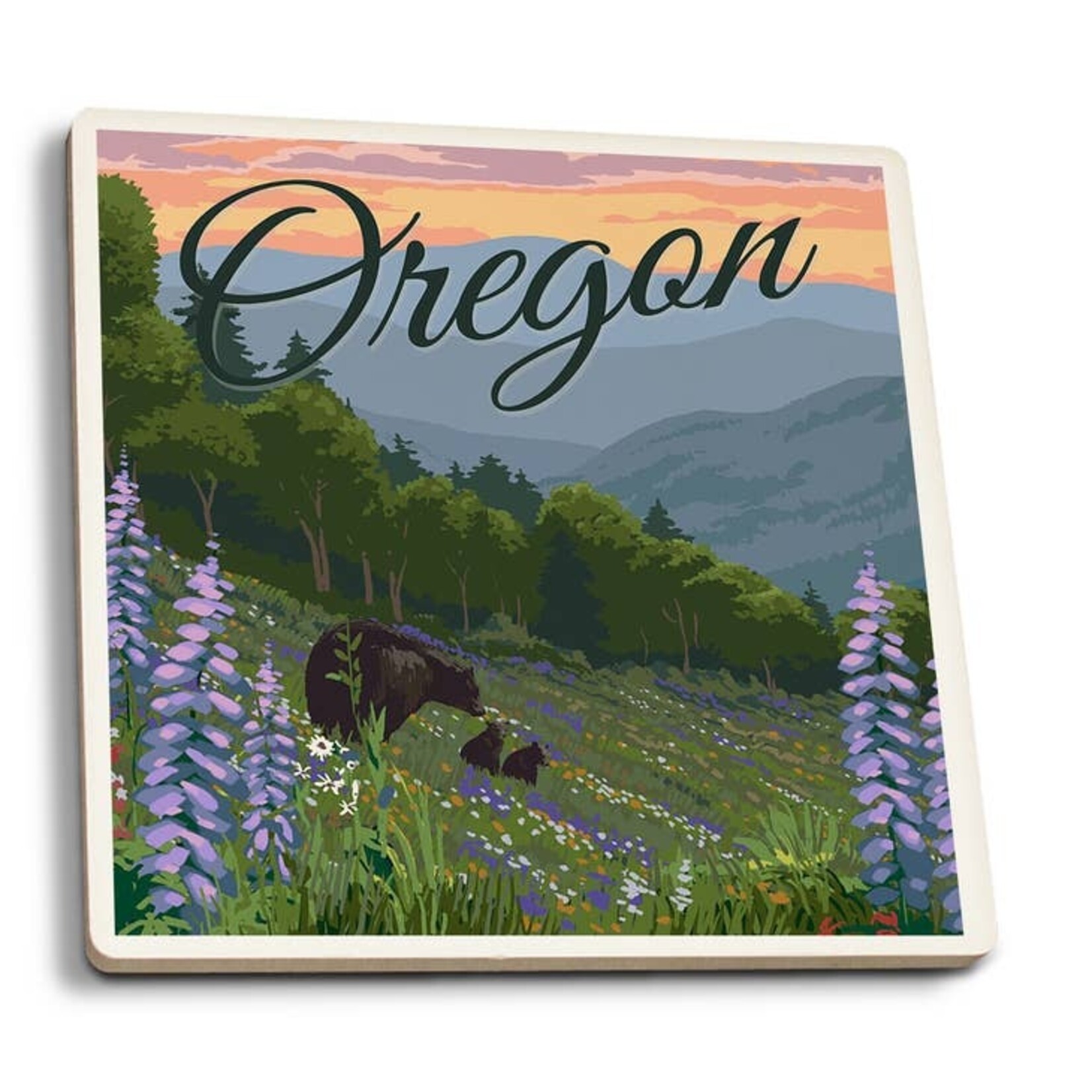 Coasters Oregon Bear & Flowers Coaster