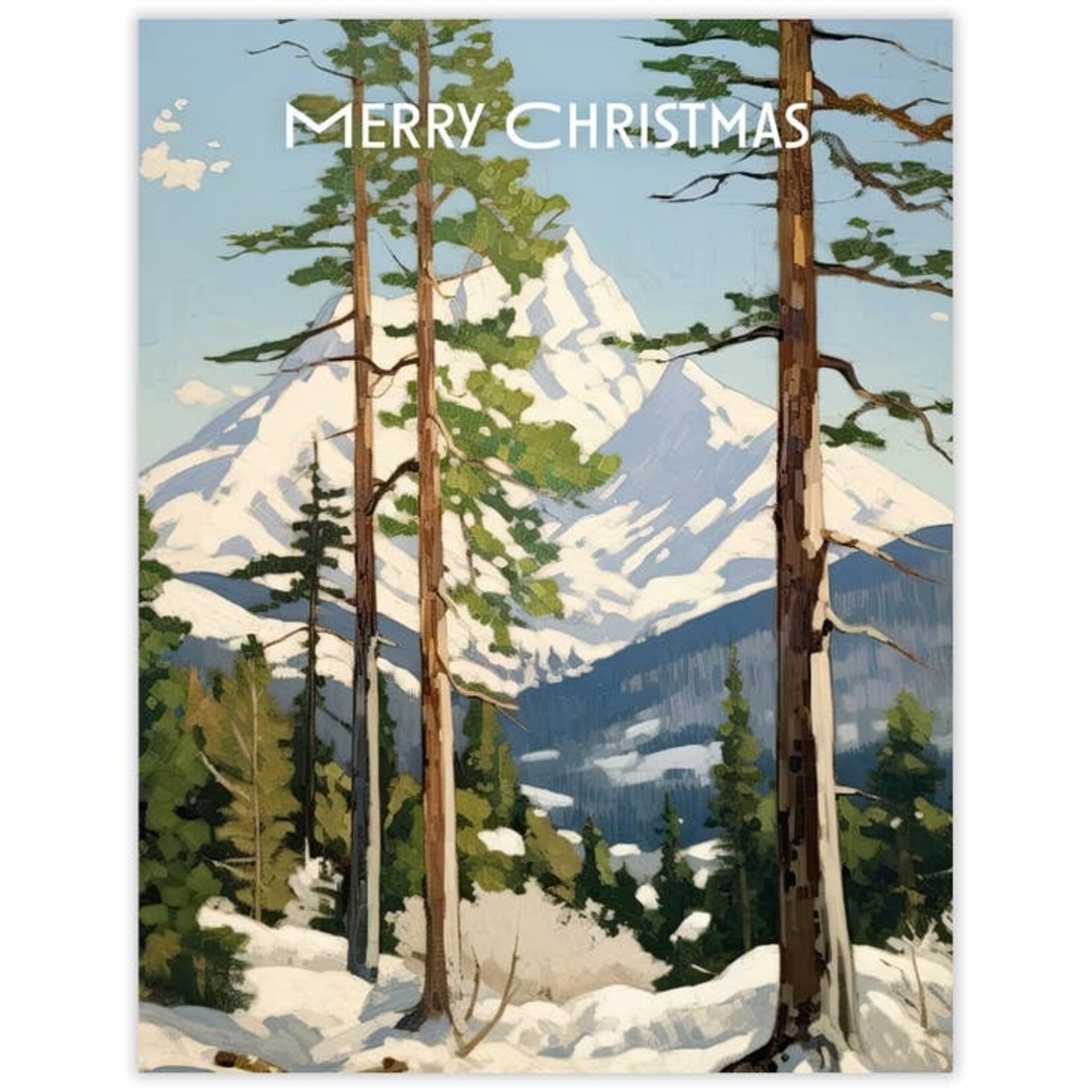 Greeting Cards - Christmas Winter Landscape Mountain