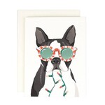 Greeting Cards - Christmas Boston Terrier Holiday Lights
