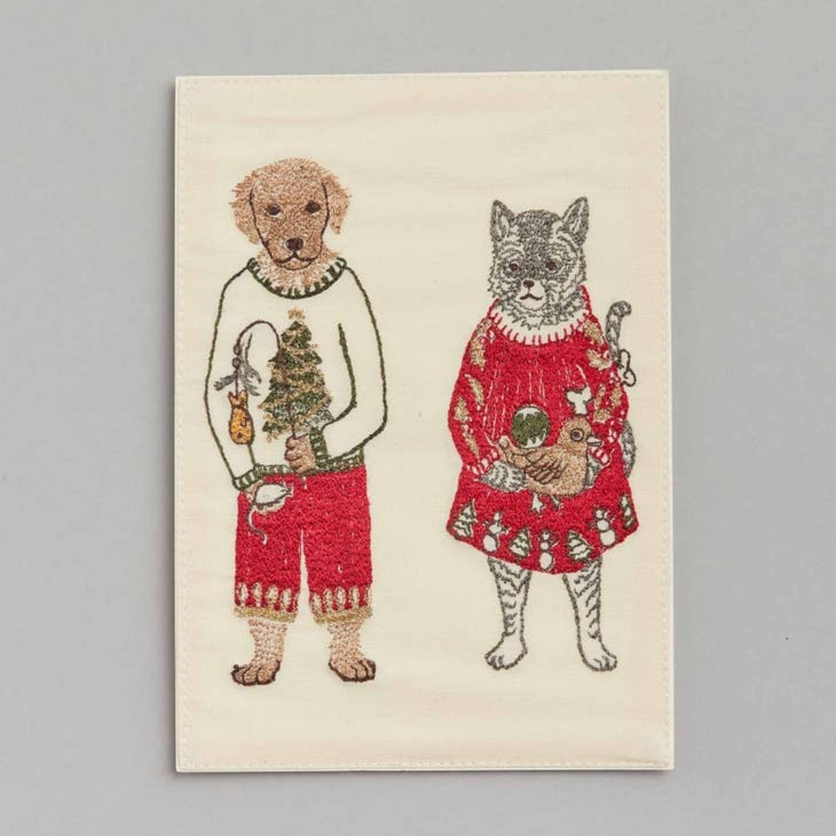 Greeting Cards - Christmas Gifting Dog & Cat Emb Card