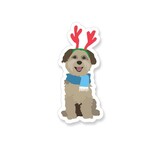 Stickers Winter Dog With Antlers Sticker