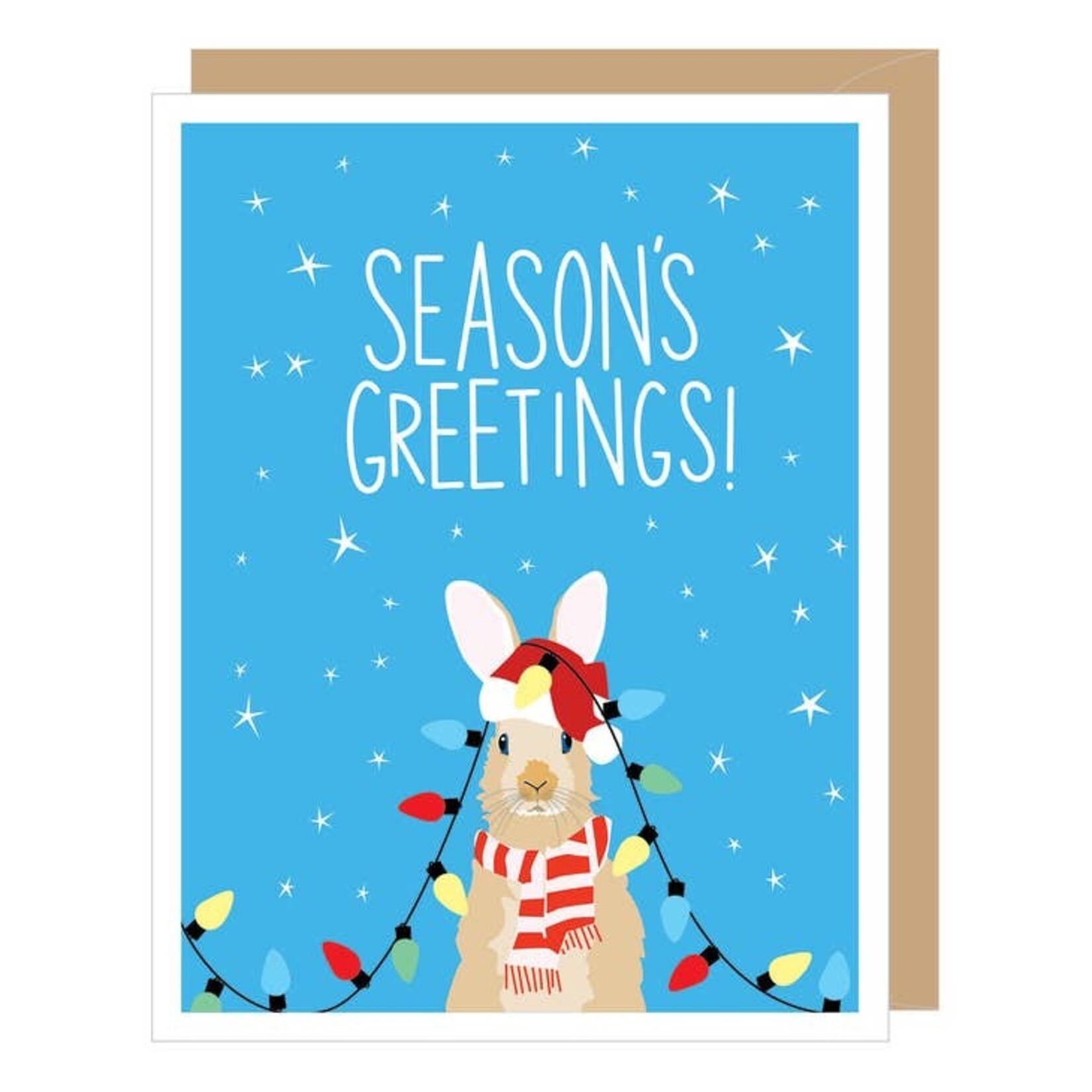 Greeting Cards - Christmas Holiday Lights Rabbit