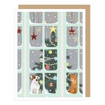 Greeting Cards - Christmas Holiday Pets In Window