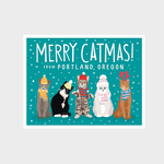 Greeting Cards - Christmas Merry Catmas From Portland Oregon