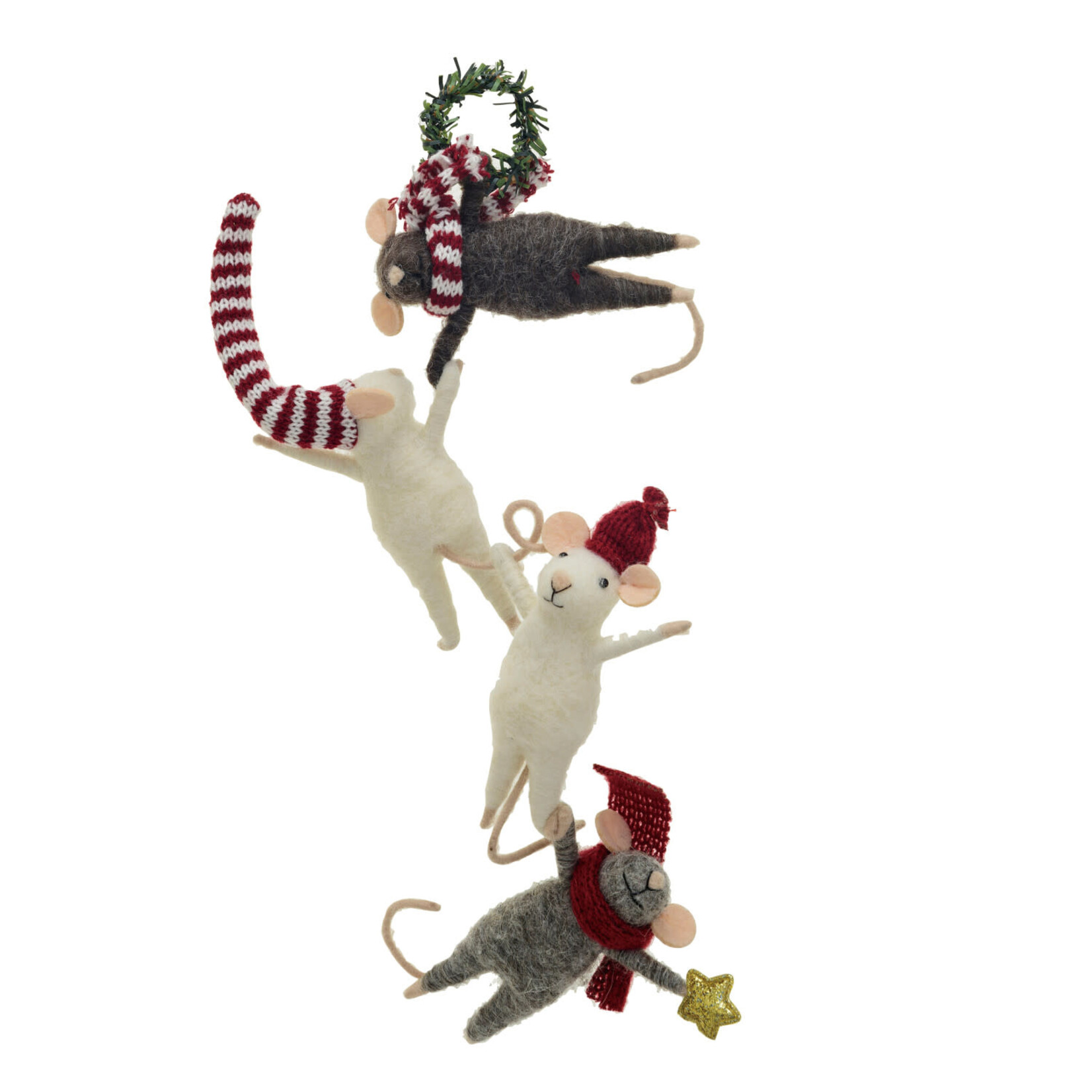 Ornaments - Felt Felt Wreath Hanging Mice